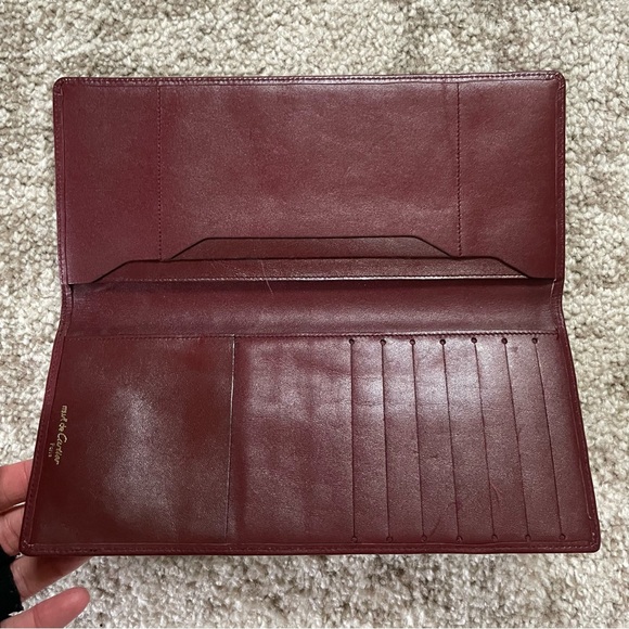 💯 CARTIER Burgundy Leather Wallet - Picture 5 of 14
